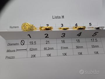 Anelli placcati oro - argento (Lista H)