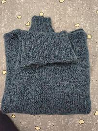 Maglione donna lana collo alto fatto a mano