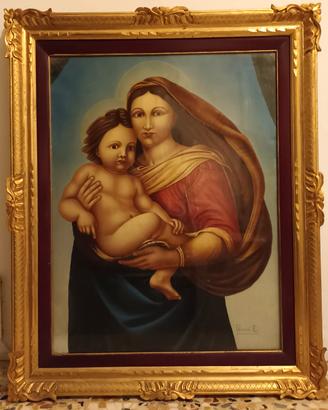 Antico dipinto Madonna con bambino