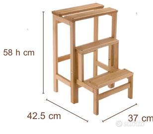 Sgabello scala in legno richiudibile 
