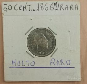 moneta 50 centesimi 1866 argento Milano