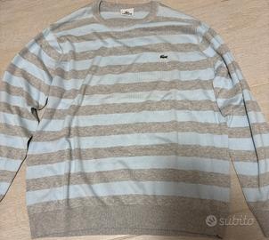 Maglione Lacoste vintage a righe azzurre e grigie