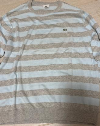 Maglione Lacoste vintage a righe azzurre e grigie
