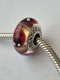 Pandora Charm Coccinella Vetro di Murano 925