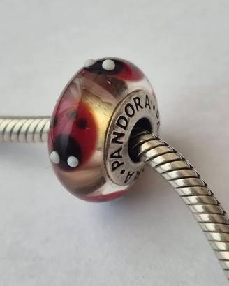 Pandora Charm Coccinella Vetro di Murano 925