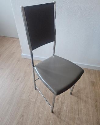 4 sedie metallo e cuoio tortora