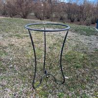 Tavolino circolare e rettangolare in vetro e ferro