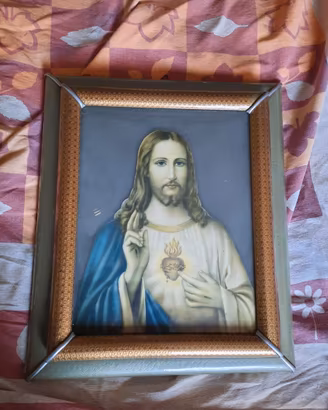 Quadro Cristo vintage inizio anni '50 con doppia c