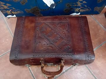 valigia cartone pelle anni 30/40 piccola 46x32x14