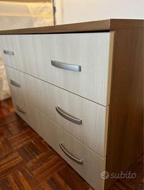 Cassettiera bicolore con 3 cassettoni