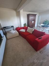 Divano Berloni rosso 4 posti modulare+pouf