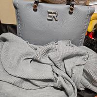 borsa firmata pelle azzurra chiara 