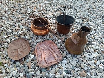 scaldino rame ciotola vaso brocca raro vintage 