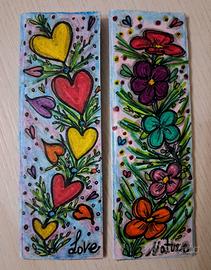 set segnalibri artigianali originali cuori e fiori