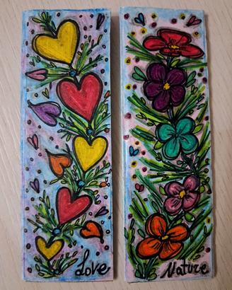 set segnalibri artigianali originali cuori e fiori