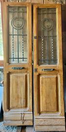 Portone antico legno massello vetro e ferro battut