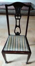 4 Sedie anni '40/'50 in stile Chippendale in legno