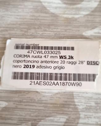 ruote corima in carbonio ws47 mozzi ceramici 