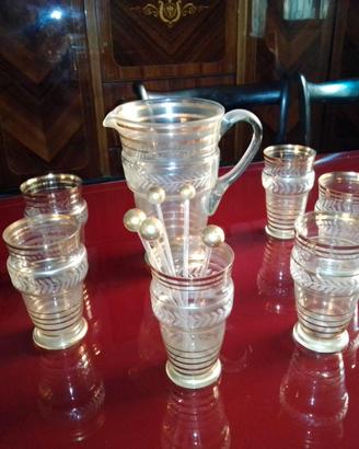 SERVIZIO BICCHIERI BIBITA VINTAGE CON DETTAGLI ORO