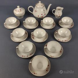 Servizio da tè, bianco con motivi dorati