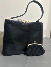 Borsa elegante in Vera Pelle di pitone nero