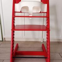 Sedia Tripp Trapp Stokke Rossa + Baby Set Bianco