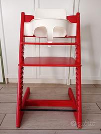 Sedia Tripp Trapp Stokke Rossa + Baby Set Bianco