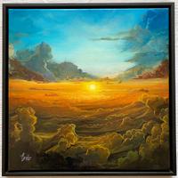 Dipinto a olio - Tramonto - Paesaggio con cornice
