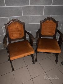 Poltrone d'Epoca in Legno Massello Intagliagliata