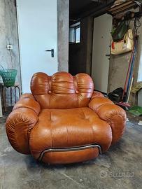 Divano vintage anni '70 pelle 3 posti + poltrona