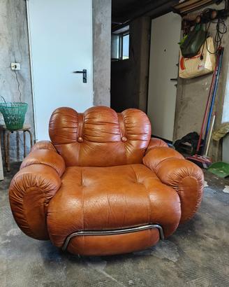 Divano vintage anni '70 pelle 3 posti + poltrona