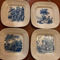 Set 4 piatti quadrati porcellana ceramica d'Imola