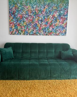 Divano a 4 posti Velluto Verde 251 x 88 x 73 cm