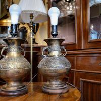 Coppia lampade da tavolo in ottone cinesi XX sec.
