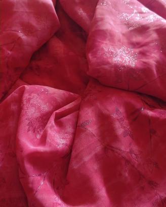 Scampolo seta jacquard brillante trasparente 