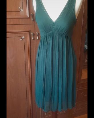 Abito Zara verde con cristalli Swarovski