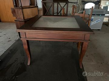 Tavolino/contenitore da salotto legno e vetro