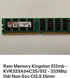 Ram memory kingston 512 Mb 333mhz