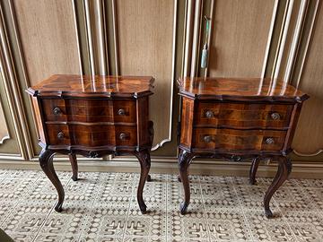 coppia comodini vintage restaurati piano in radica