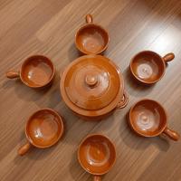 Set pentola e 6 tegamini in terracotta