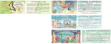 18 biglietti lotteria usati da collezione