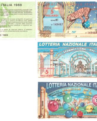 18 biglietti lotteria usati da collezione