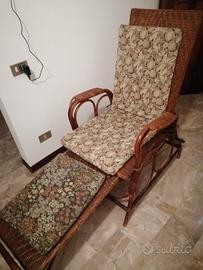 sedia a sdraio vintage, allungabile in vimini