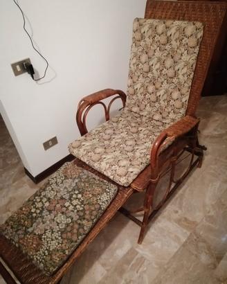 sedia a sdraio vintage, allungabile in vimini