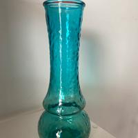 Vaso turchese in vetro martellato