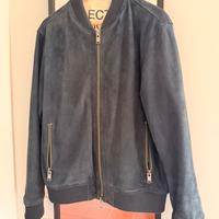 Giacca Selected pelle scamosciata Blu M