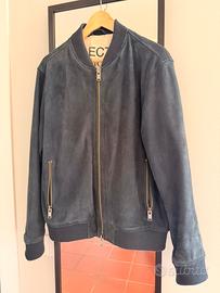 Giacca Selected pelle scamosciata Blu M