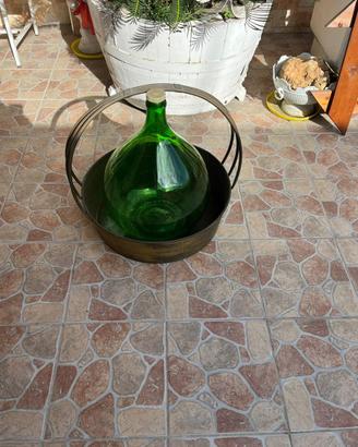 cestino in rame con damigiana