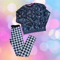 Completo felpa leggera + leggins bianchi e neri