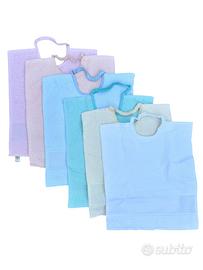 set di 6 bavaglini aida 100% cotone con elastico
